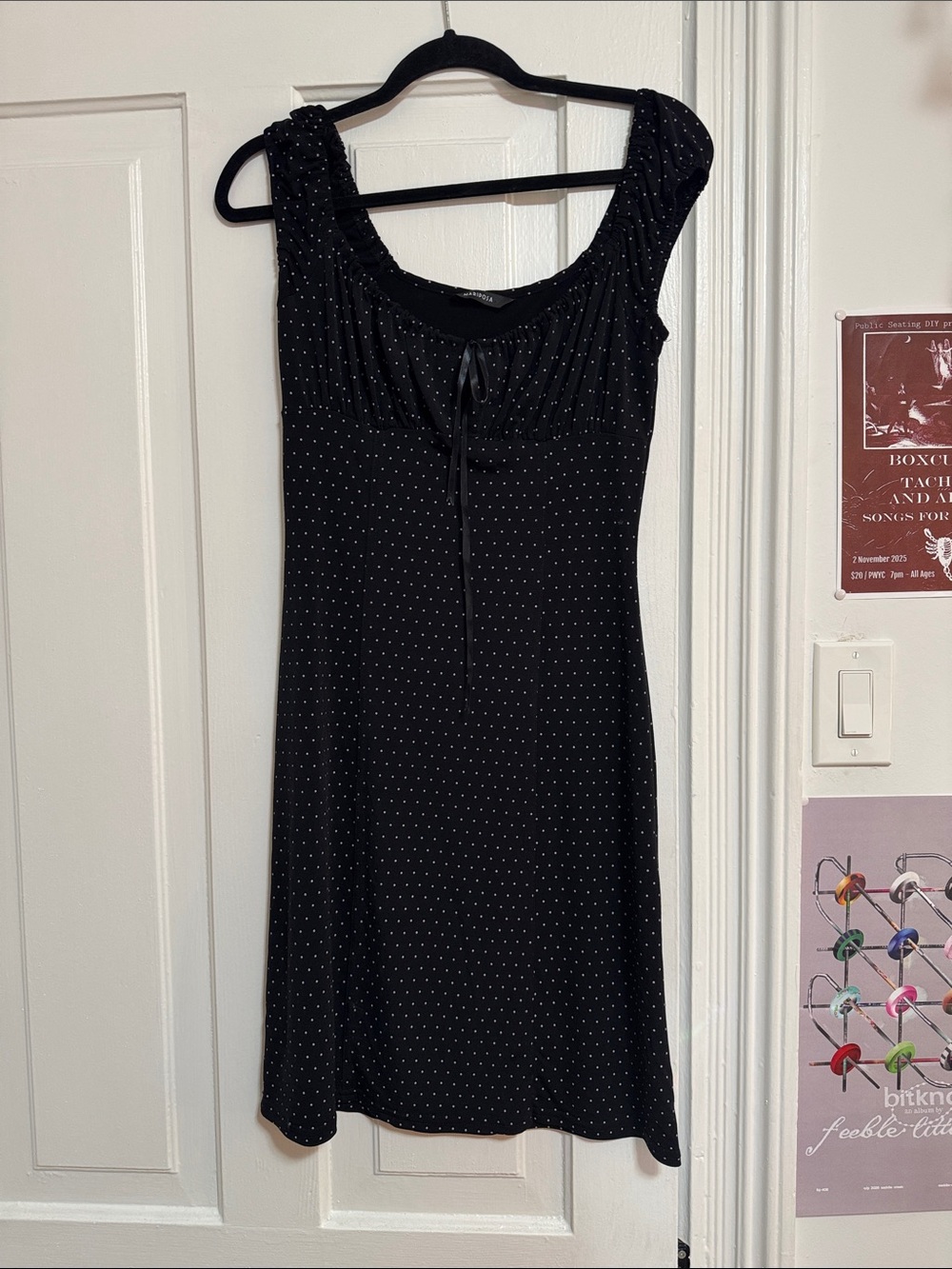 Vintage Mariposa Black Polka Dot Midi Dress
